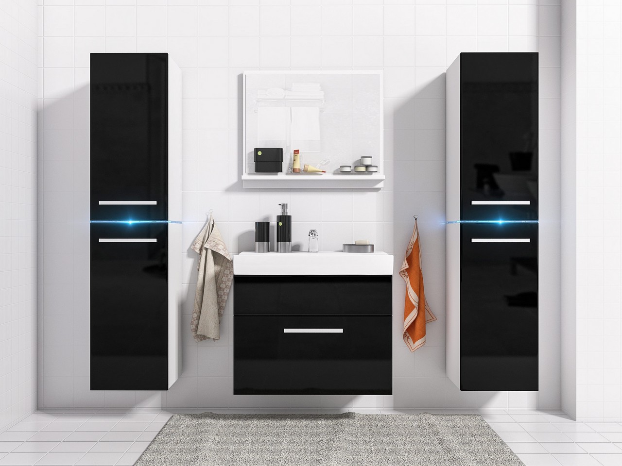 Łazienka JUMP biały czarny polysk