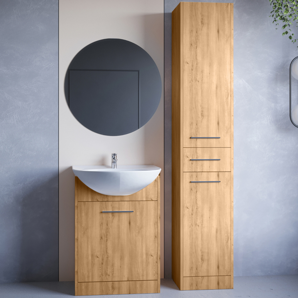 meble do lazienki z lustrem neppa long dab artisan laminat