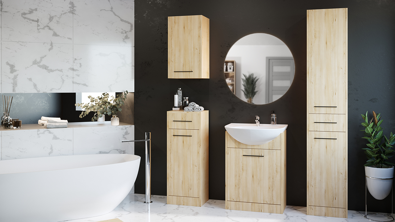 Meble łazienkowe SLIDO dąb artisan