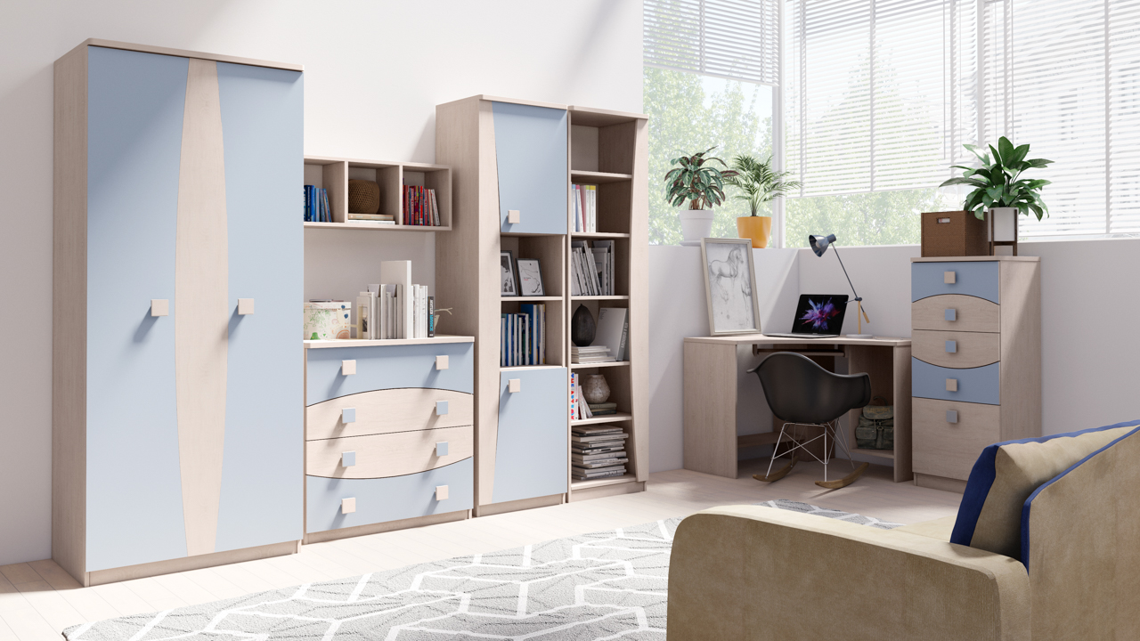 Niebieskie meble młodzieżowe TENUS