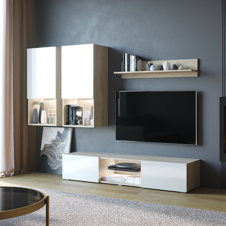 mebloscianka deco dab sonoma bialy polysk