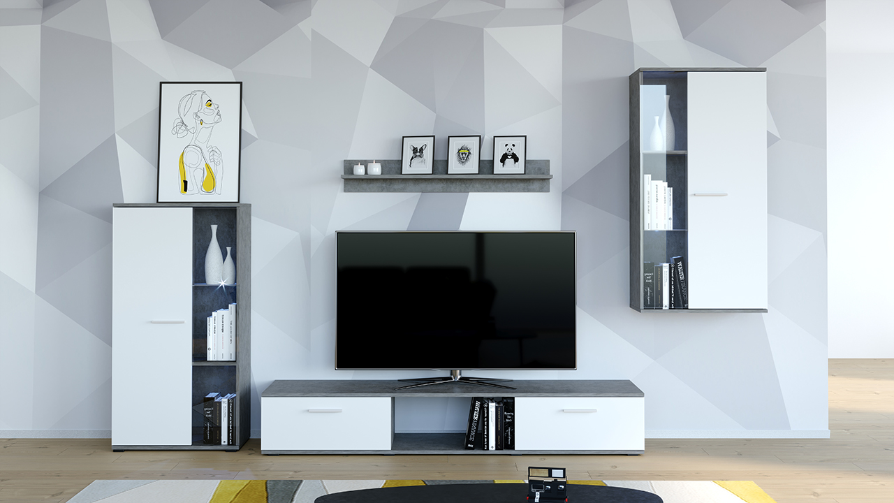 Meblościanka FIESTA beton/biały