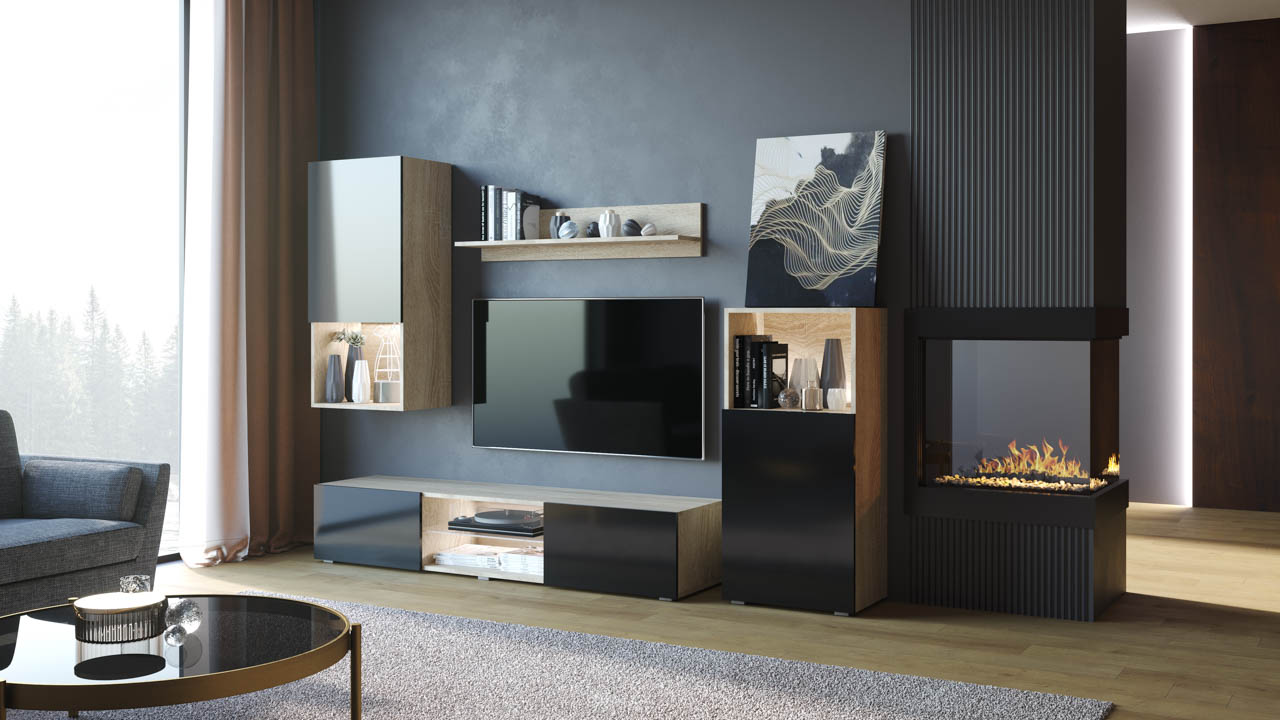 Meblościanka LOFT sonoma czarny