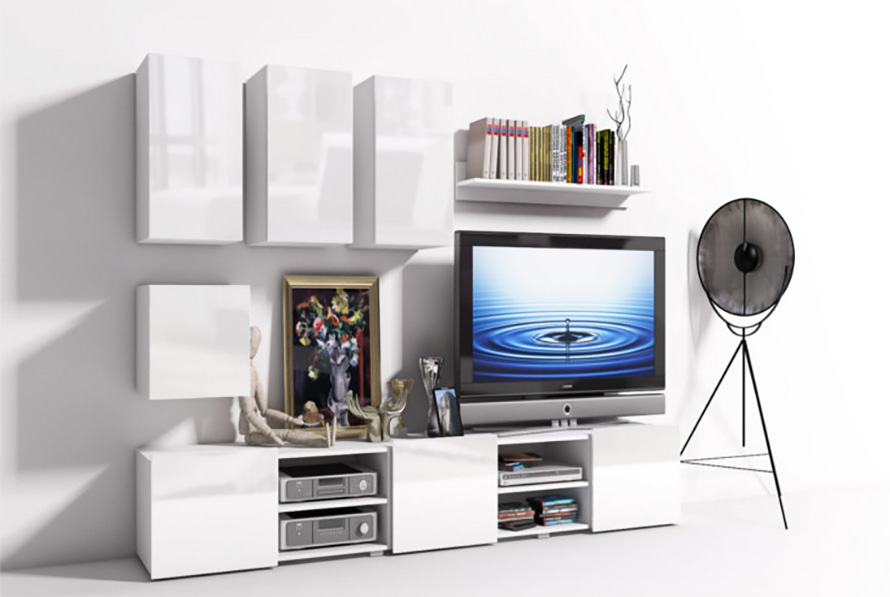 Biała meblościanka na połysk Onyx 18 Meblościanka Onyx 18