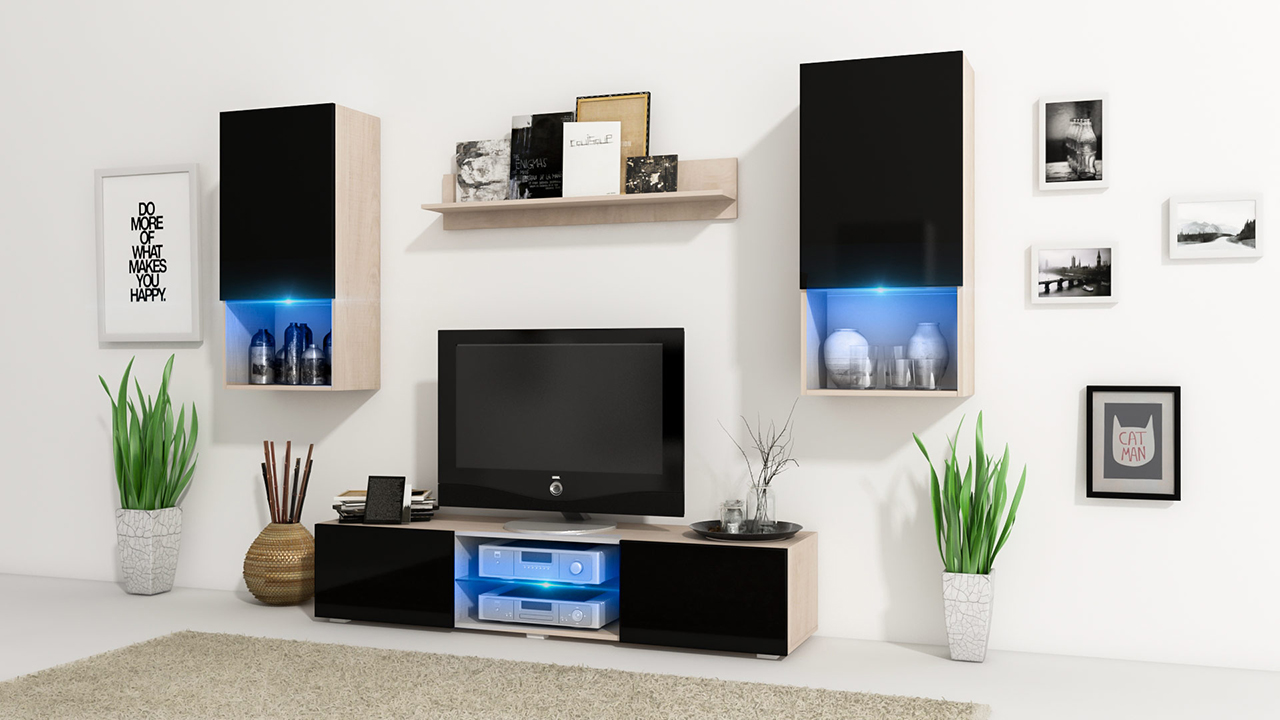 Meblościanka czarny połysk Vero Meblościanka Vero