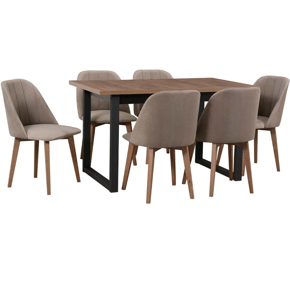 stol ds52 orzech jasny laminat czarny krzesla dk29 orzech jasny