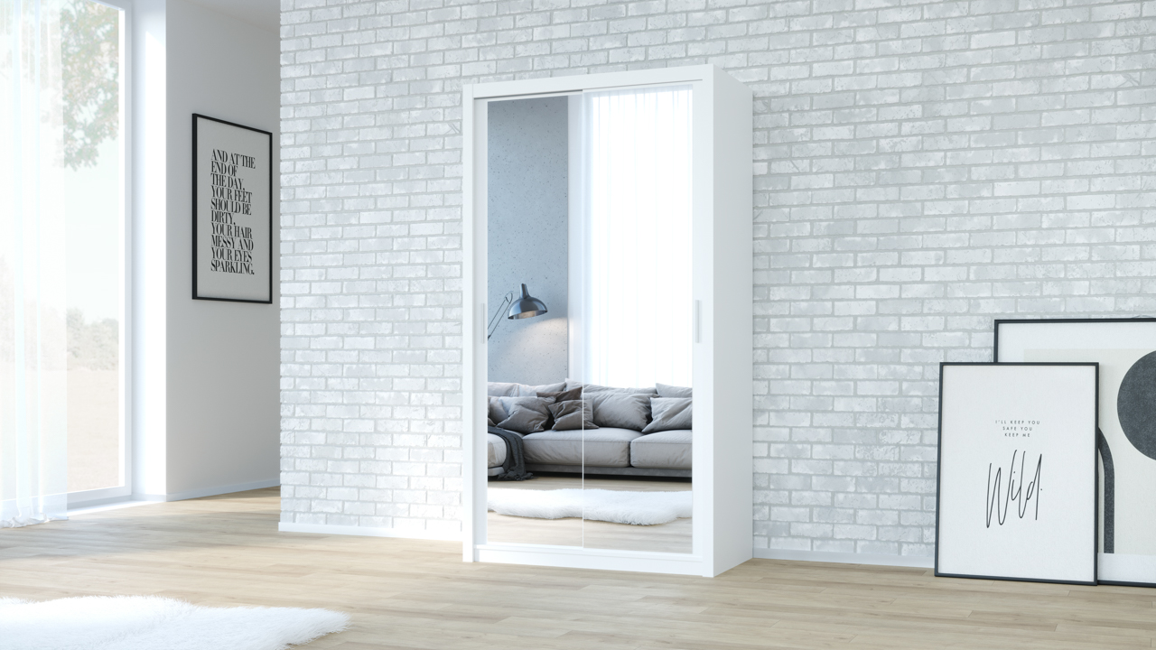 Szafa przesuwna z lustrem VISTA 120 biała