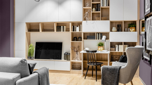 Domowa biblioteka w salonie