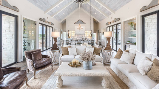 Salon w stylu country chic