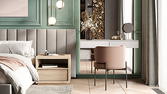 Stylowa sypialnia z toaletką