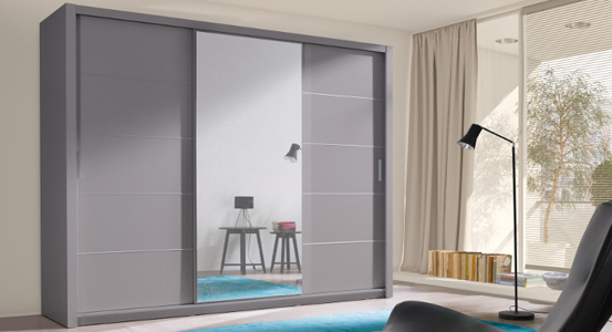 Szare meble do sypialni